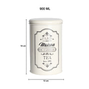 Metal Tea Jar - Ivory & 900 Ml