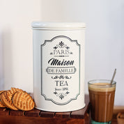Metal Tea Jar - Ivory & 900 Ml