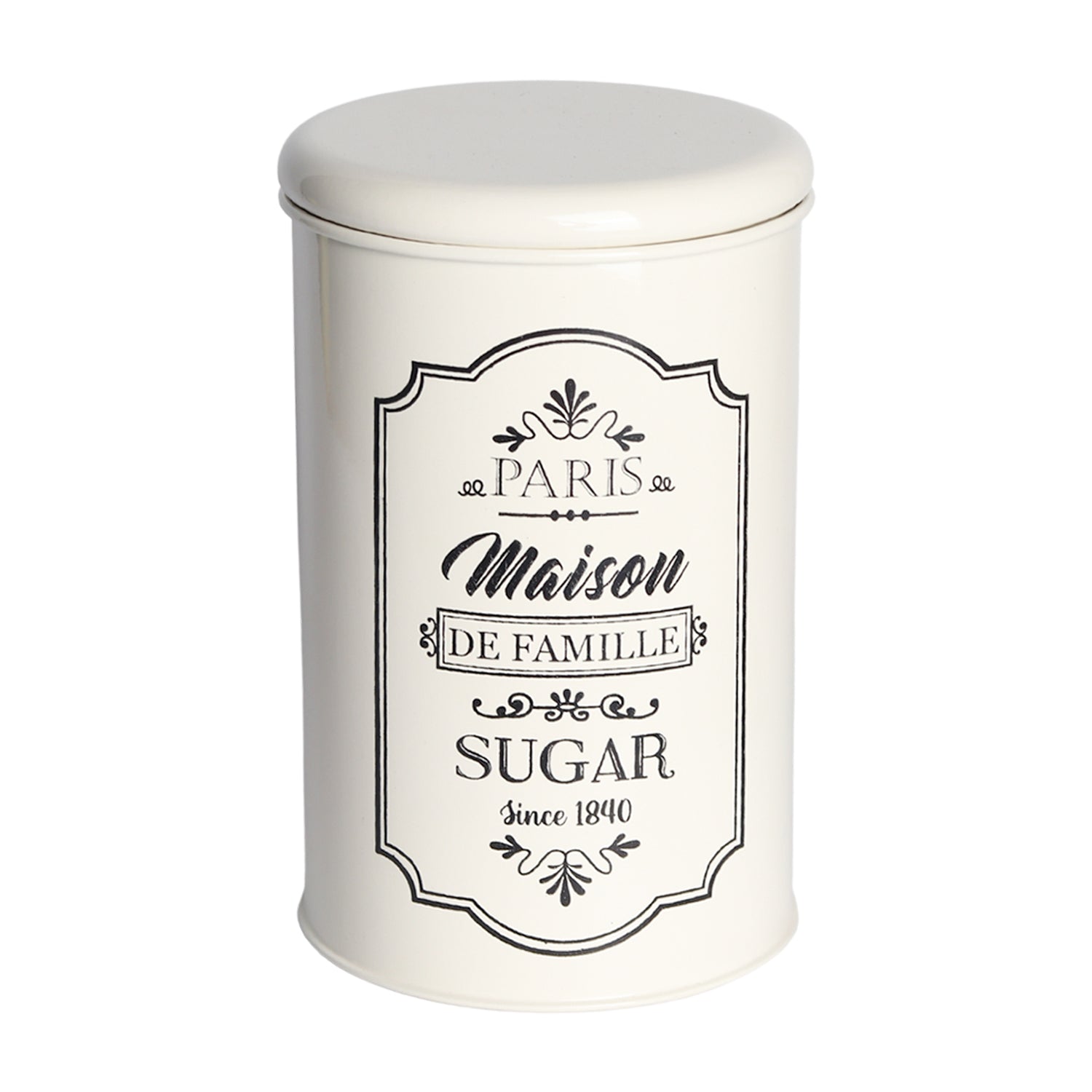 Metal Sugar Jar - Ivory & 900 Ml