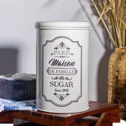 Metal Sugar Jar - Ivory & 900 Ml