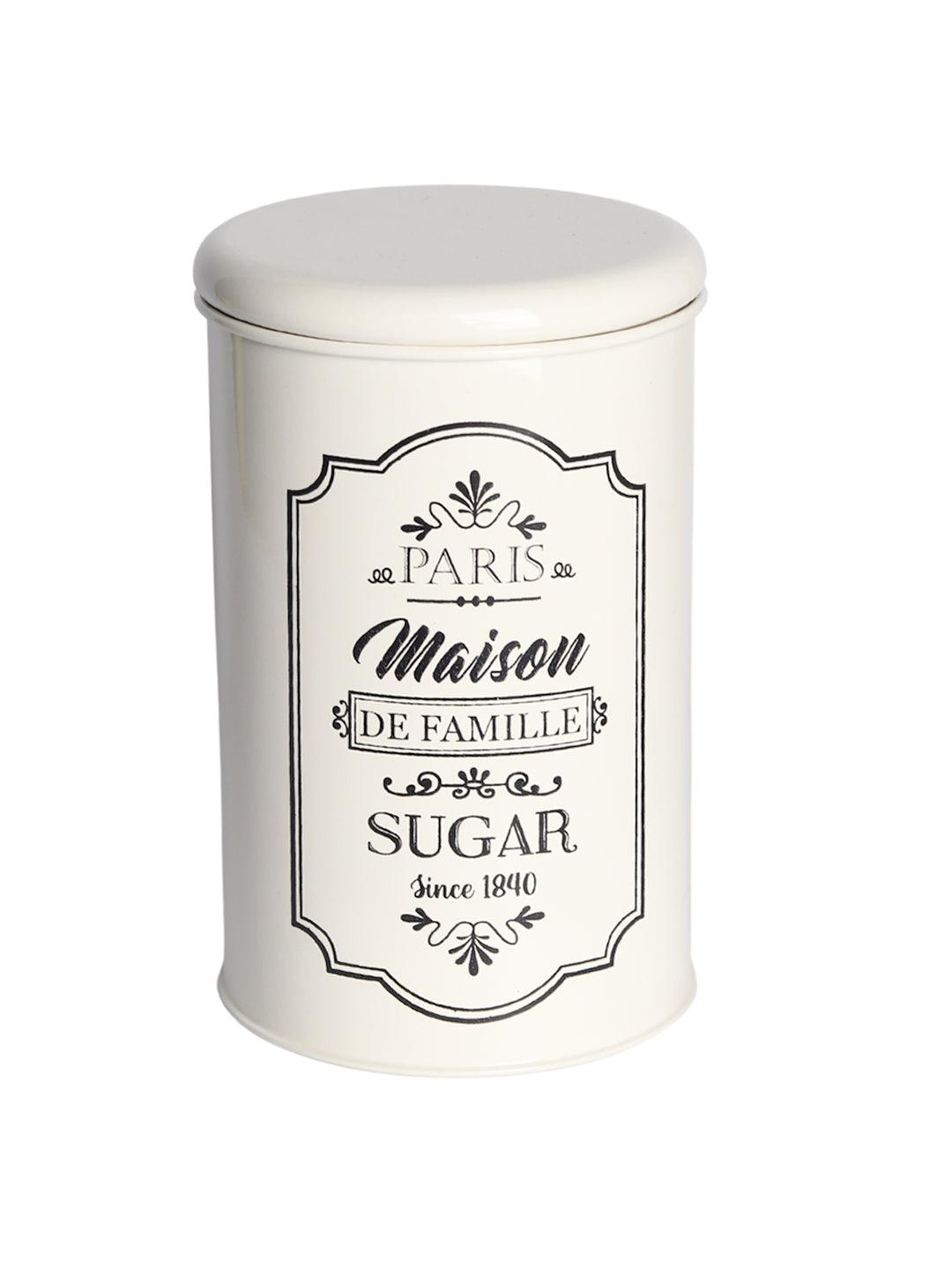 Metal Tea & Sugar Jar Set - Each Ivory & 900 Ml