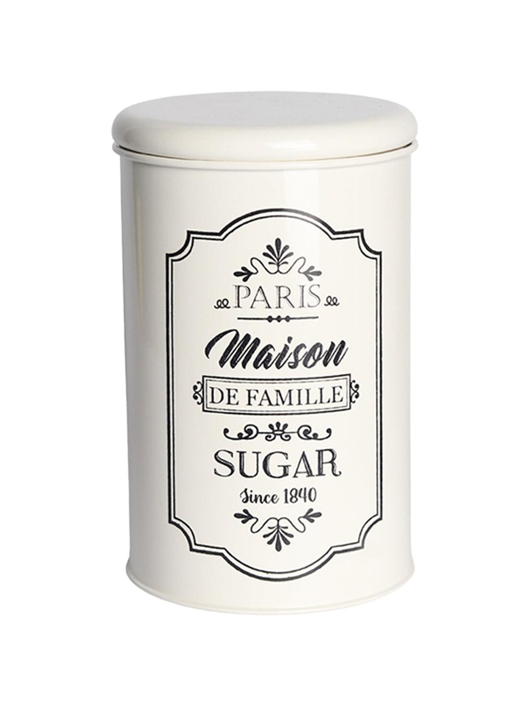 Metal Tea & Sugar Jar (Each 900 Ml) + Cookie & Namkeen Jar (Each 1700 Ml) - Ivory, Set Of 4 - MARKET99