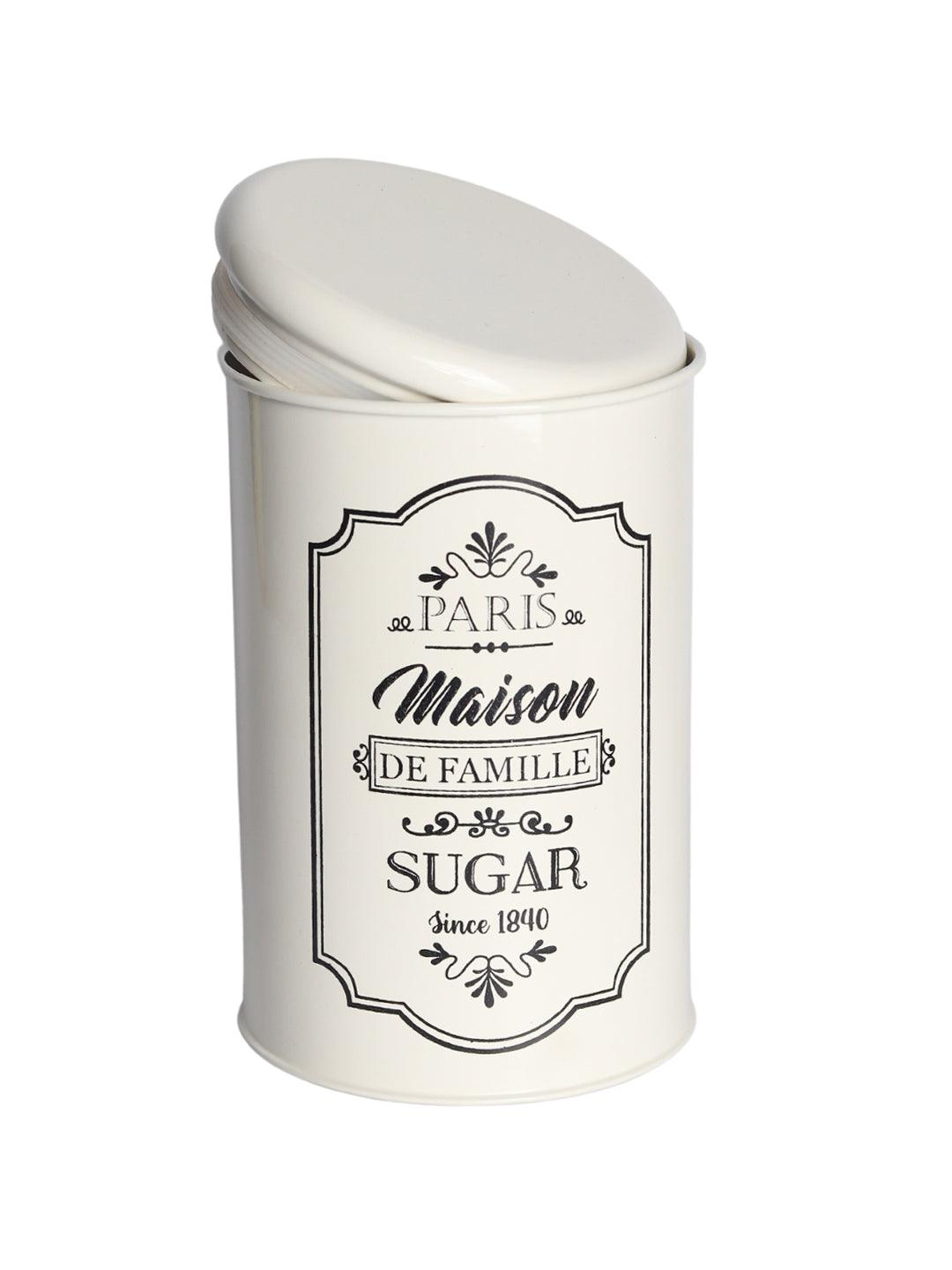 Metal Tea & Sugar Jar (Each 900 Ml) + Cookie & Namkeen Jar (Each 1700 Ml) - Ivory, Set Of 4 - MARKET99