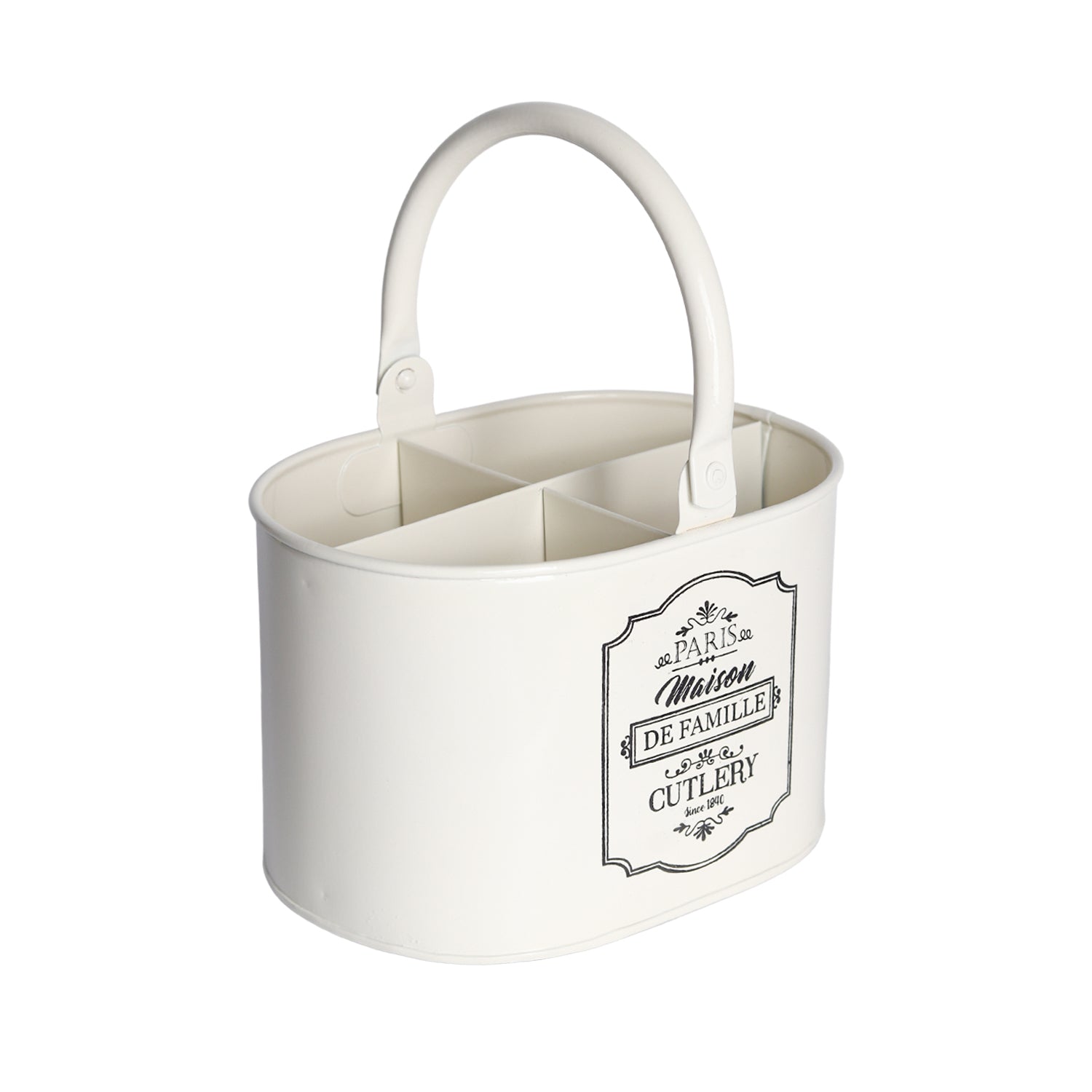 Metal Cutlery Holder - ivory