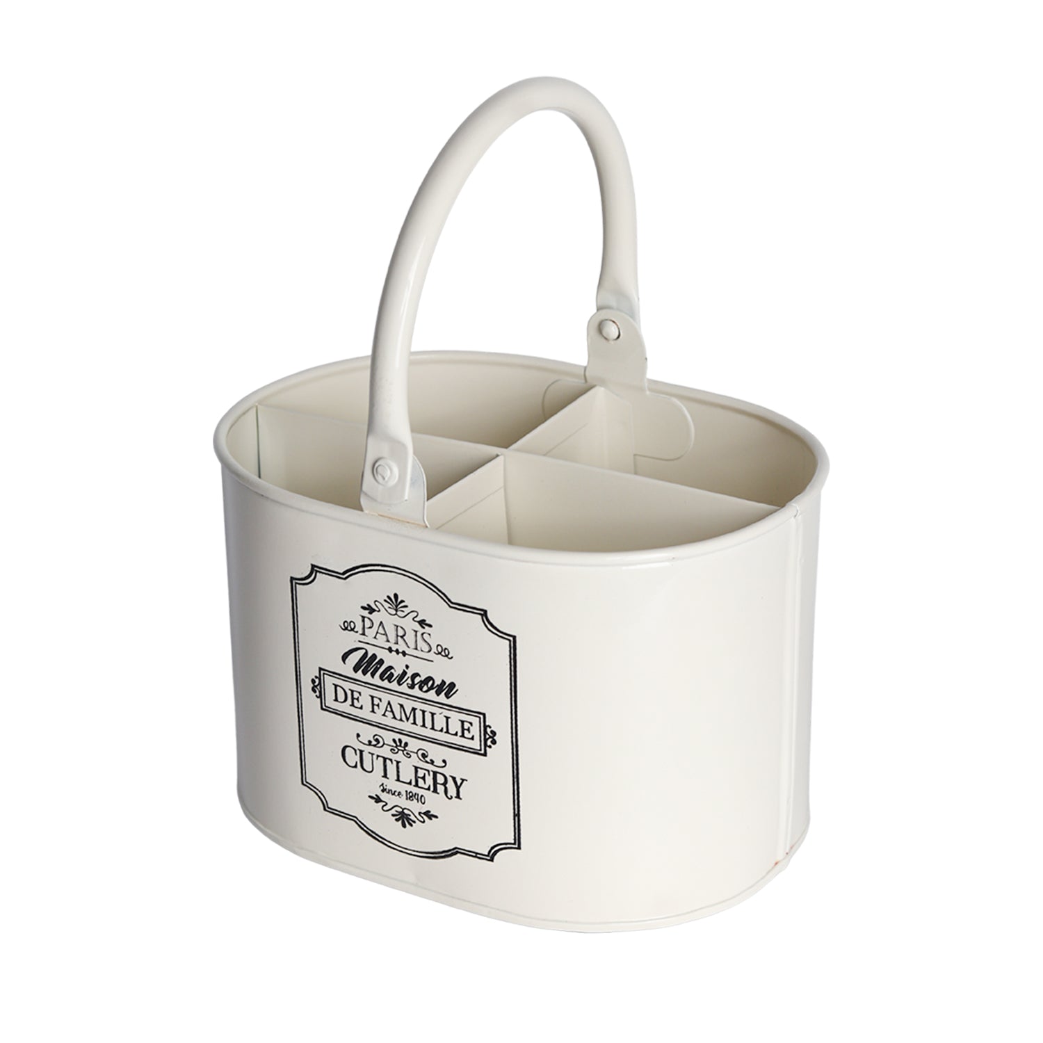 Metal Cutlery Holder - ivory