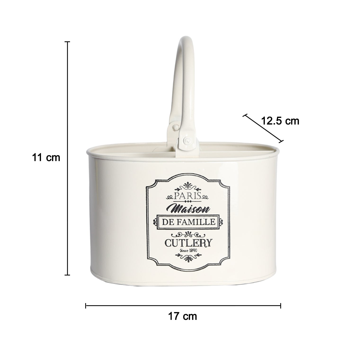 Metal Cutlery Holder - ivory