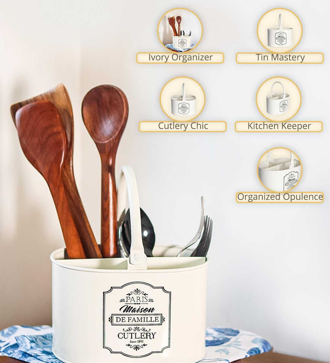 Metal Cutlery Holder - ivory - MARKET99