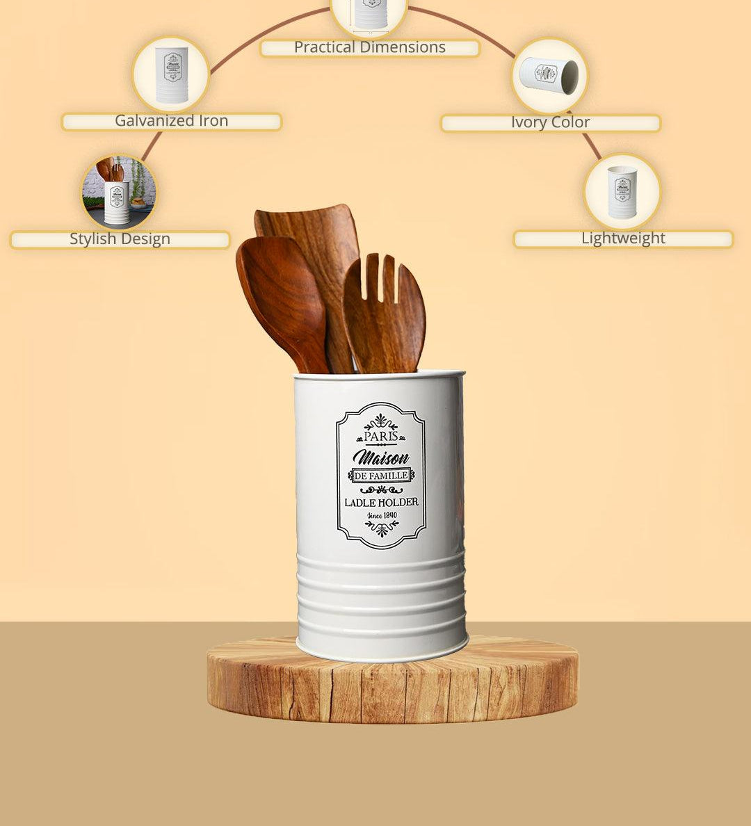 Metal Ladle Holder - ivory - MARKET99