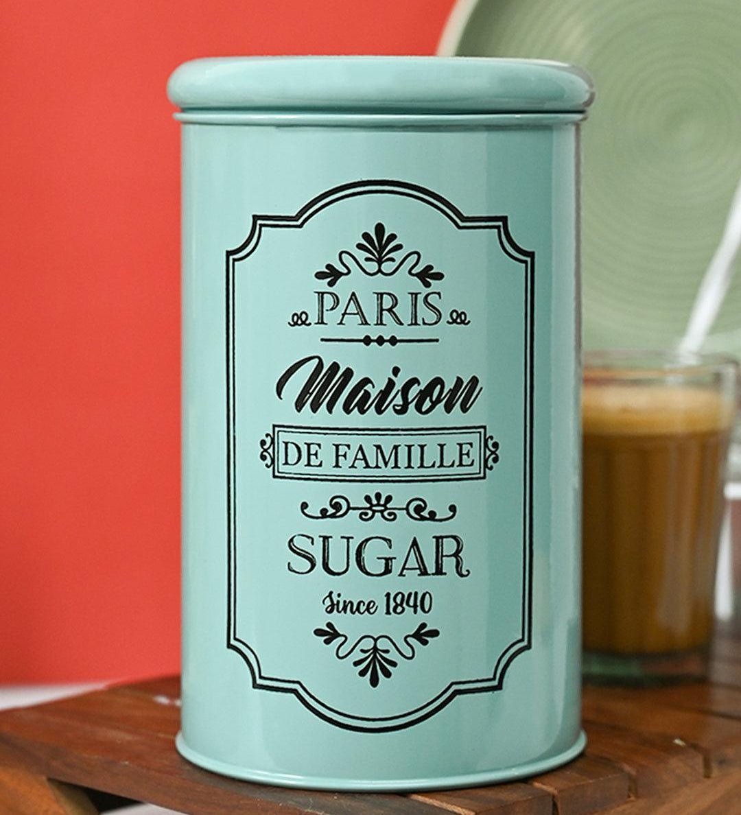Metal Sugar Jar - Green, 900 Ml - MARKET99