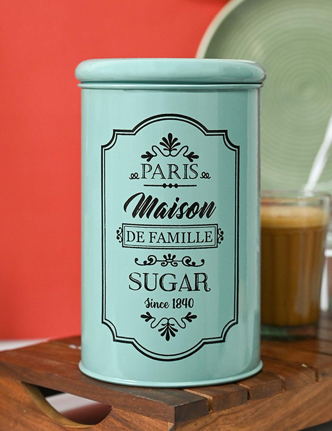 Metal Sugar Jar - Green, 900 Ml - MARKET99