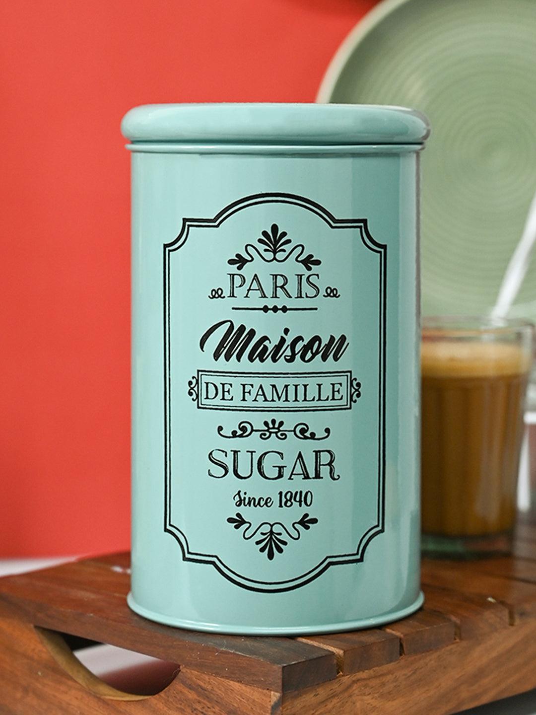 Metal Sugar Jar - Green, 900 Ml - MARKET99