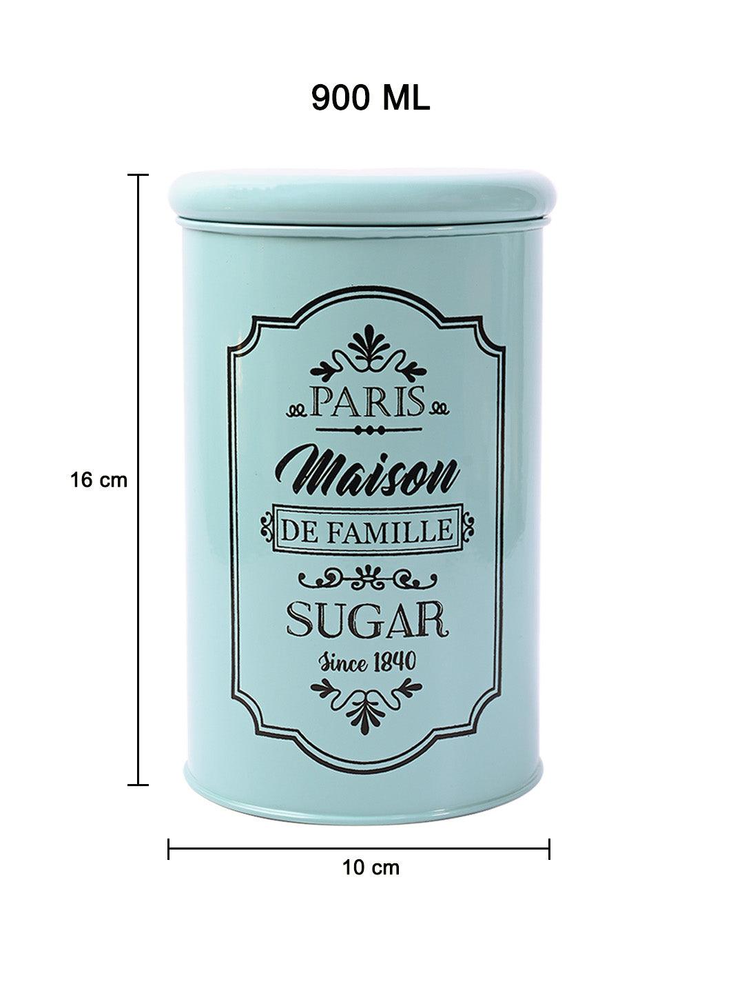 Metal Sugar Jar - Green, 900 Ml - MARKET99