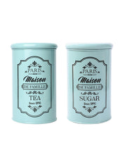 Metal Tea & Sugar Jar Set - Green & Each 900 Ml - MARKET99