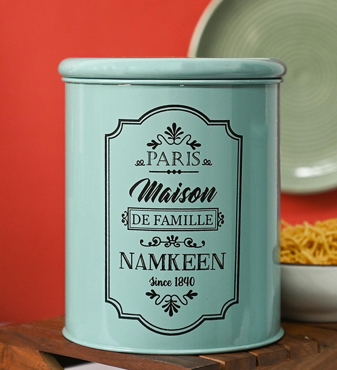 Metal Namkeen Jar - Green, 1700 Ml - MARKET99