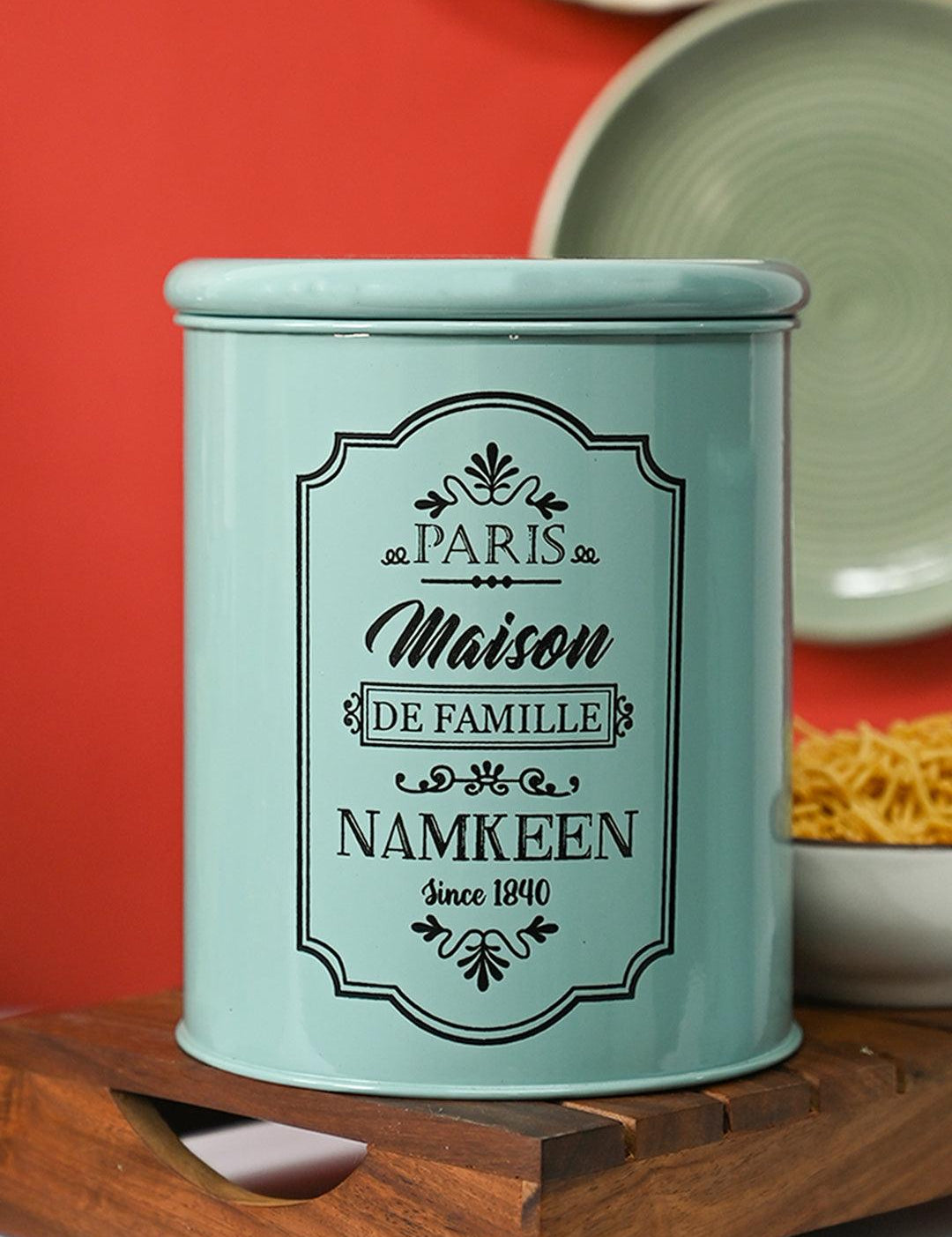 Metal Namkeen Jar - Green, 1700 Ml - MARKET99