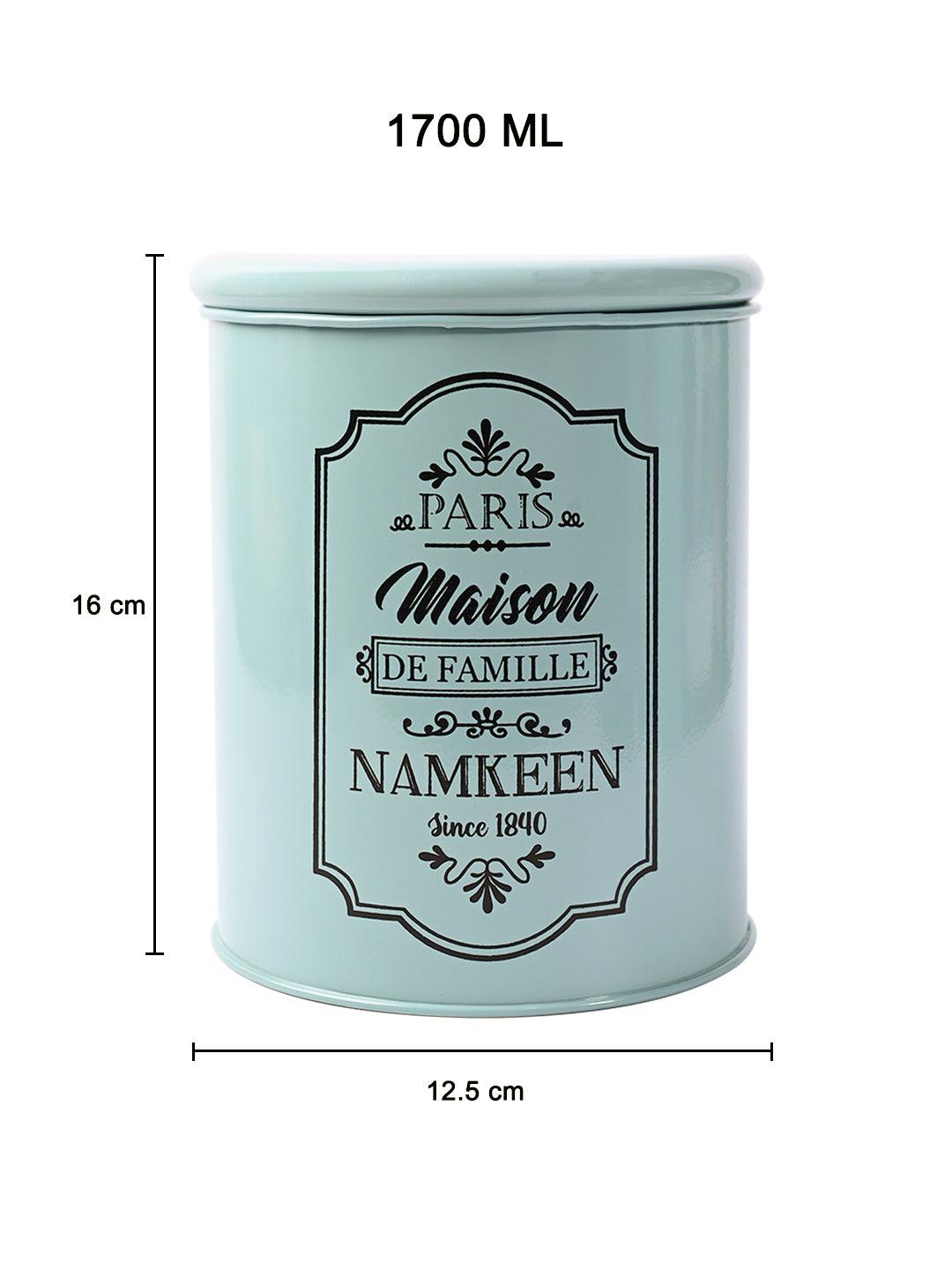 Metal Namkeen Jar - Green, 1700 Ml - MARKET99