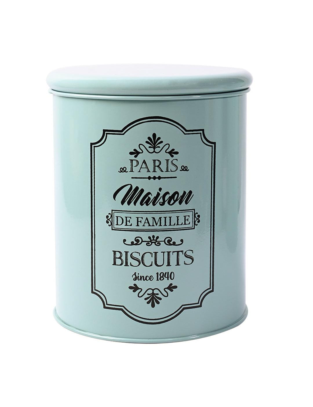 Metal Biscuite Jar - Green, 1700 Ml - MARKET99