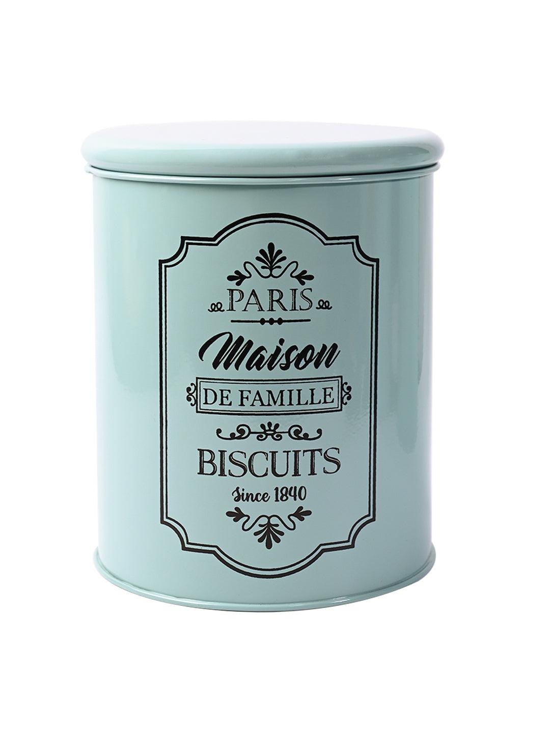 Metal Biscuite Jar - Green, 1700 Ml - MARKET99