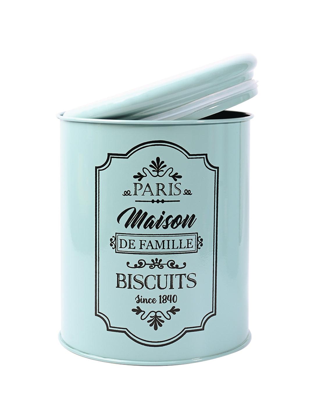 Metal Biscuite Jar - Green, 1700 Ml - MARKET99