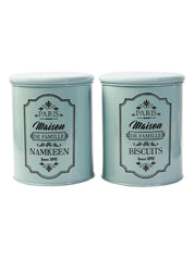 Metal Biscuite & Namkeen Jar Set - Green & Each 1700 Ml - MARKET99