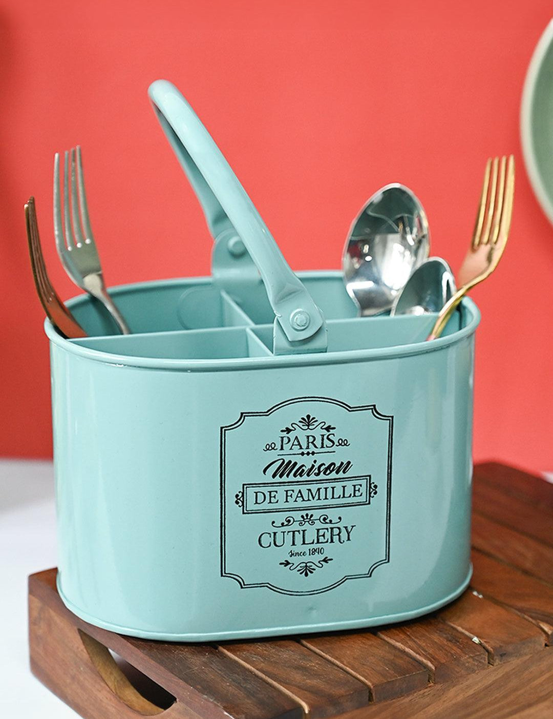 Metal Cutlery Holder - Green - MARKET99