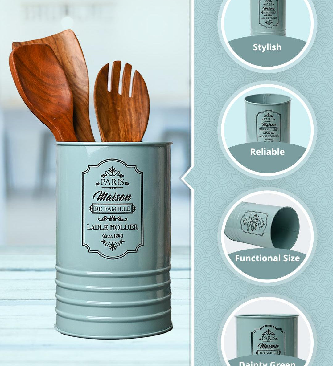 Metal Ladle Holder - Green - MARKET99