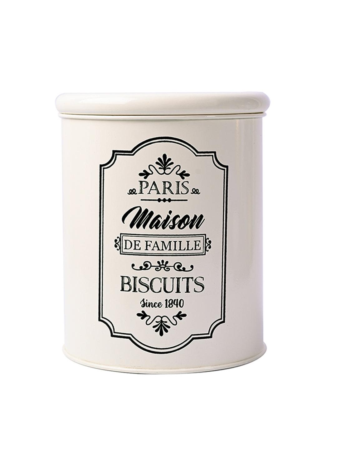 Metal Biscuite & Namkeen Jar Set - Each Ivory & 1700 Ml