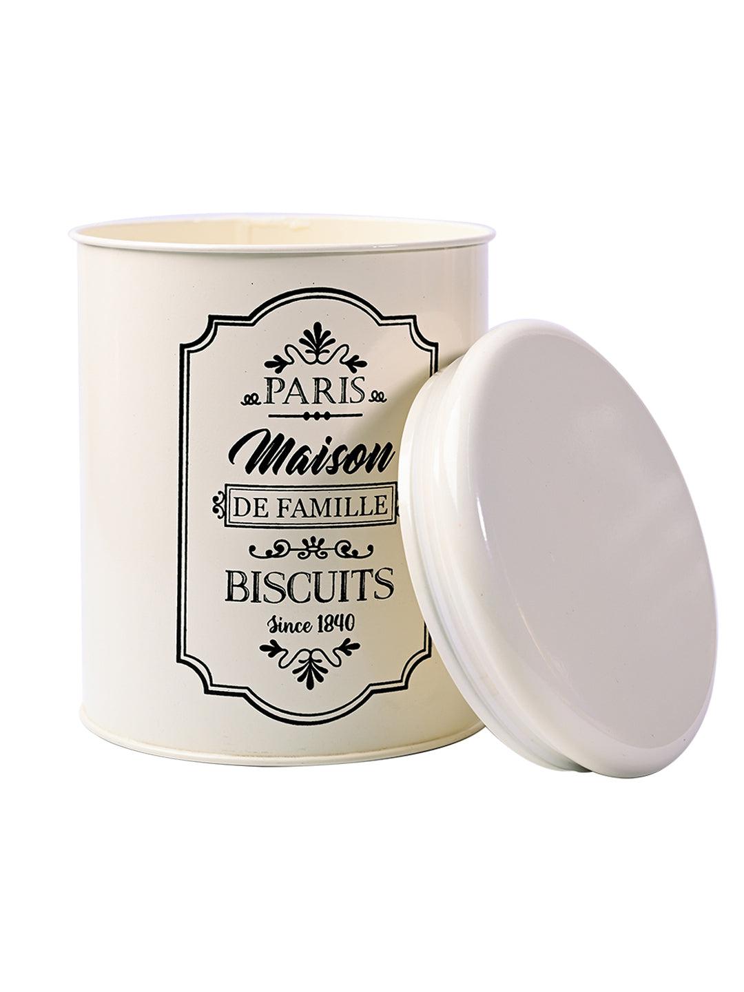 Metal Biscuite & Namkeen Jar Set - Each Ivory & 1700 Ml - MARKET99