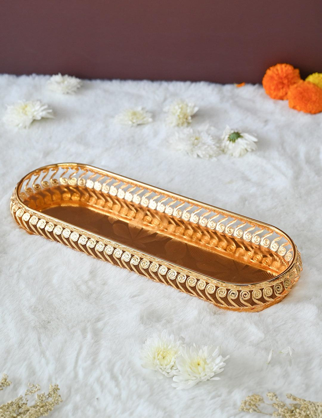 Golden Decorative Tray - MARKET99