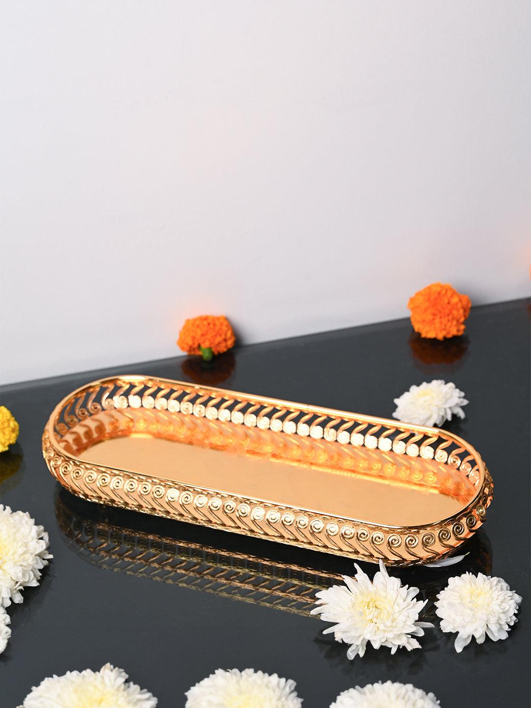Golden Decorative Tray - MARKET99