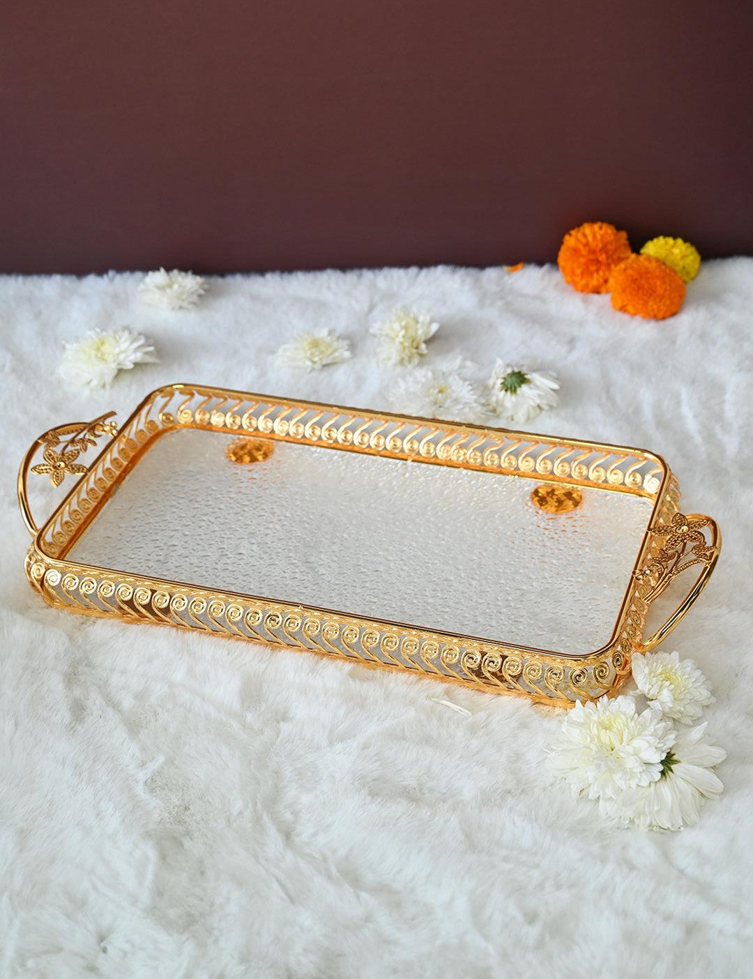 Golden Decorative Tray - MARKET99