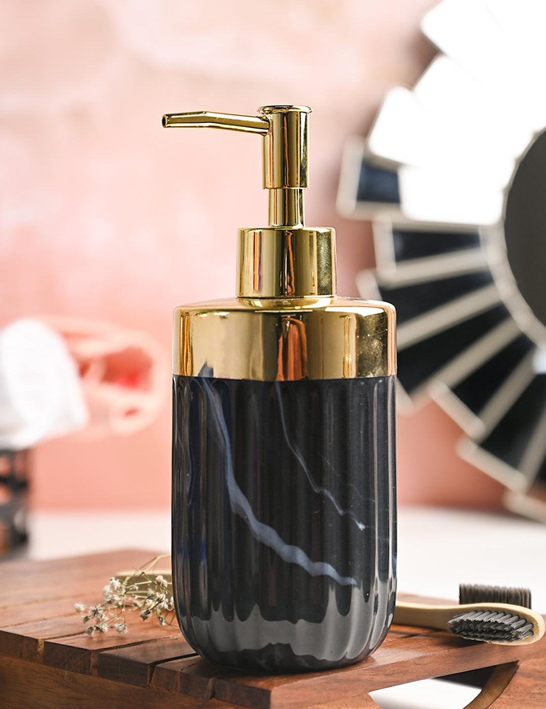 Golden + Ribbed Soap Dispenser - MARKET99