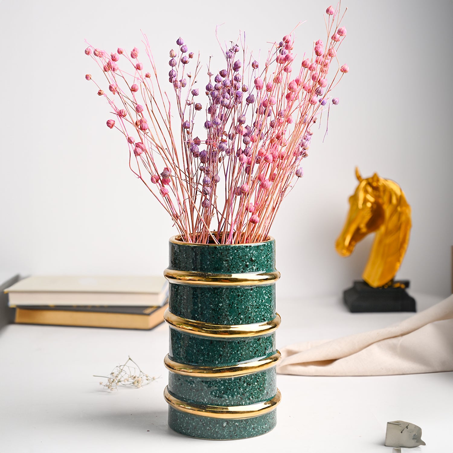 Golden Edge + Ribbed Vase