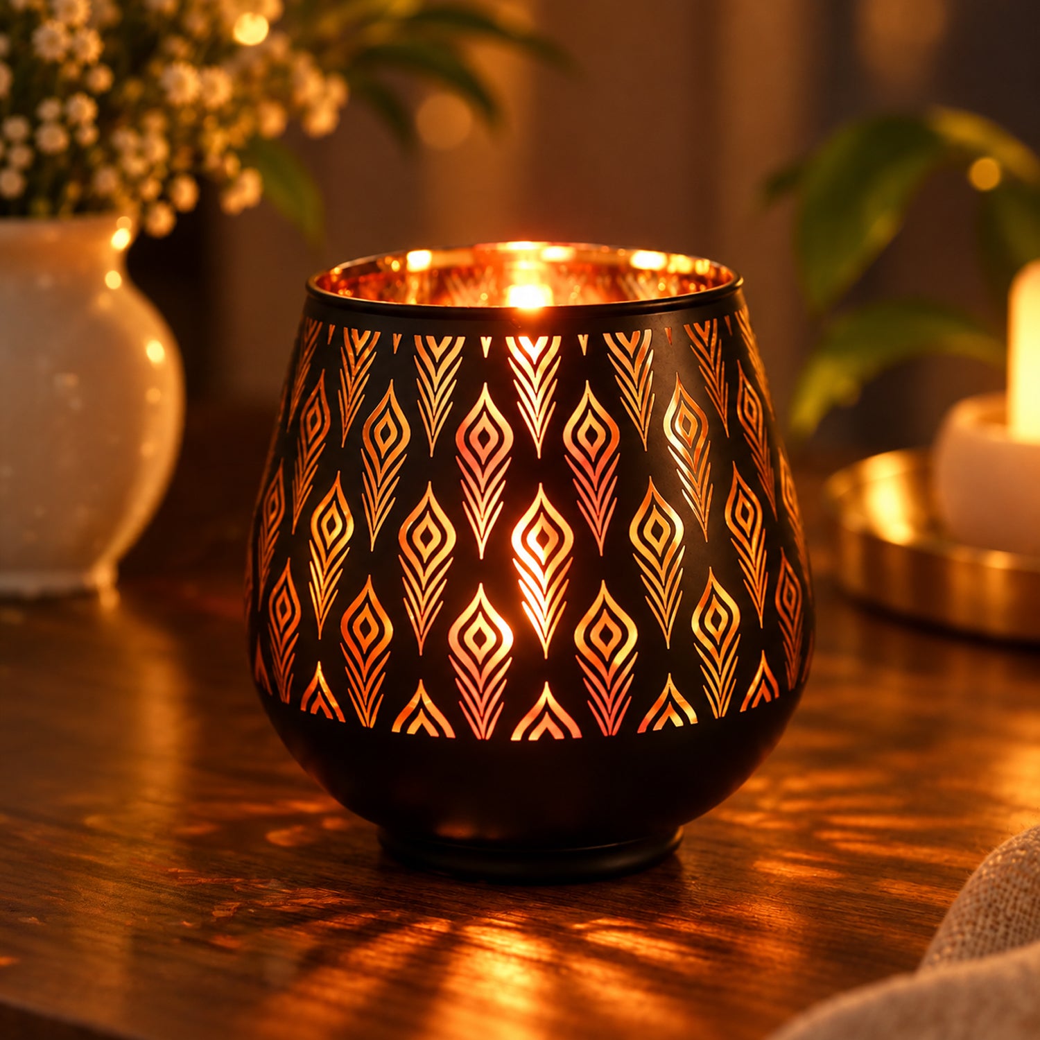 Black + Golden T-Lite Holders