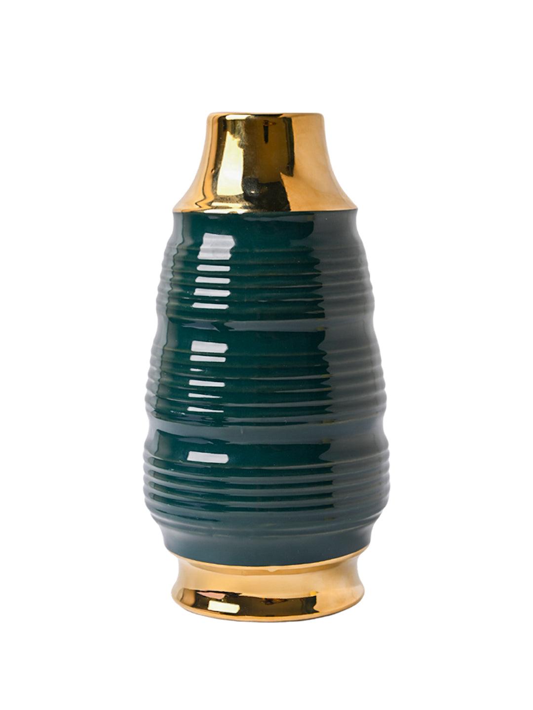 Golden & Teal Spiral Ceramic Vase - MARKET99