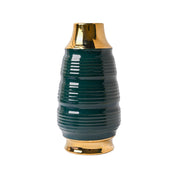 Golden & Teal Spiral Ceramic Vase