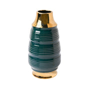 Golden & Teal Spiral Ceramic Vase