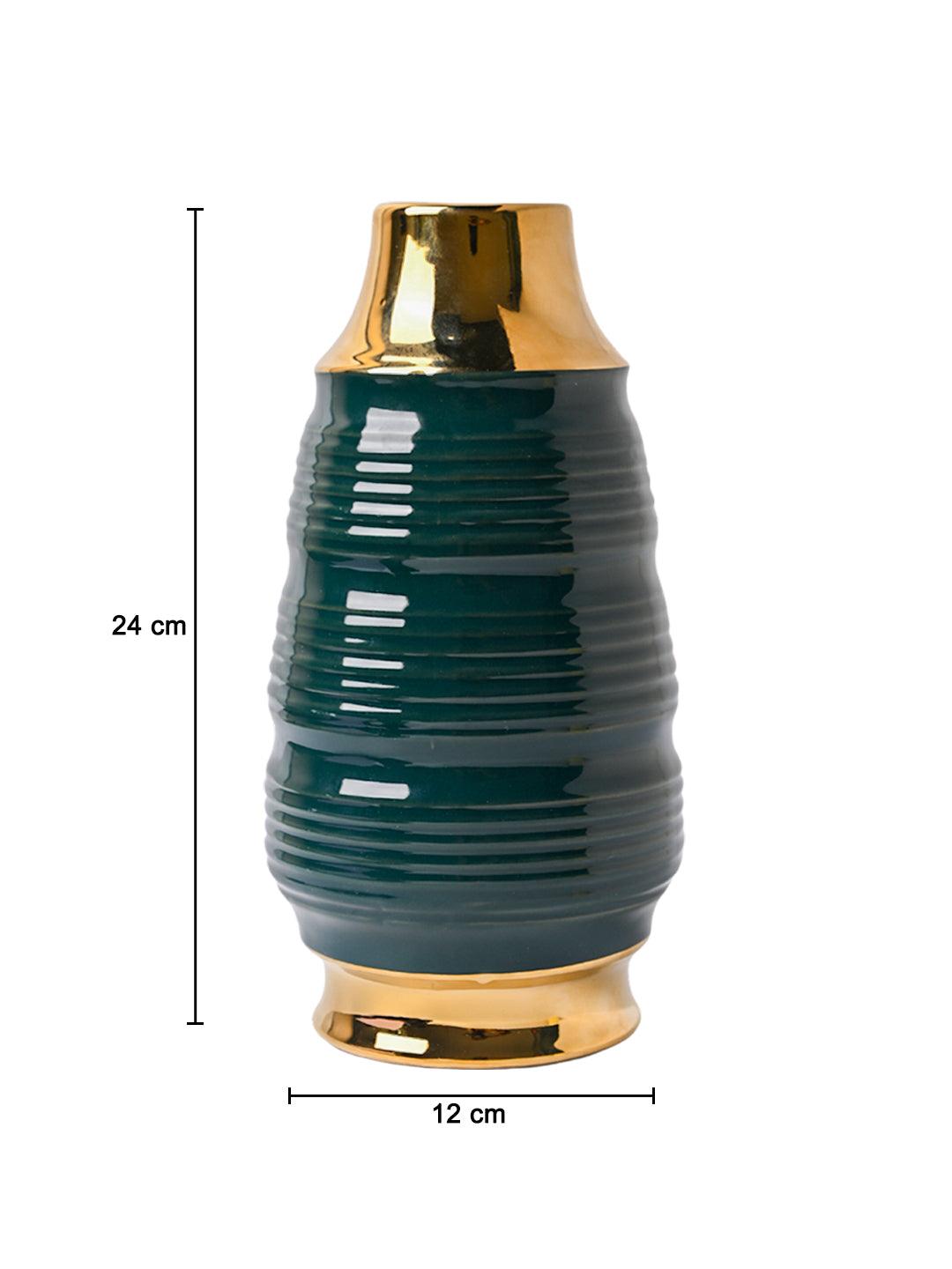 Golden & Teal Spiral Ceramic Vase - MARKET99