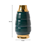 Golden & Teal Spiral Ceramic Vase