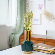 Golden & Teal Plain Ceramic Vase