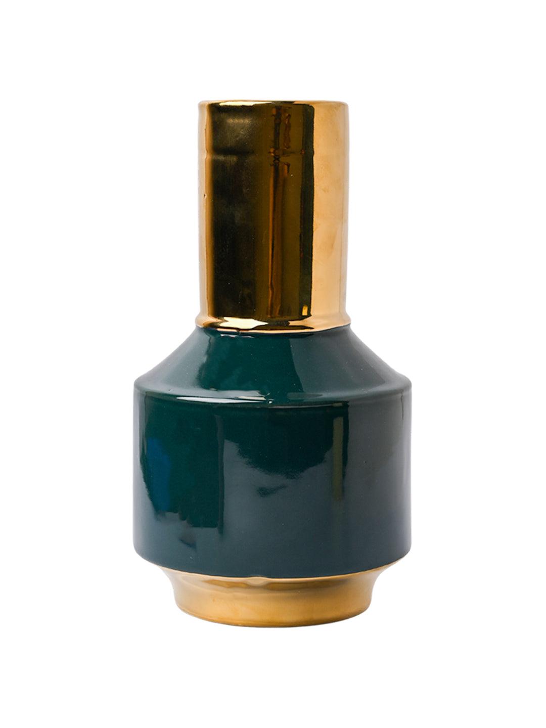 Golden & Teal Plain Ceramic Vase - MARKET99