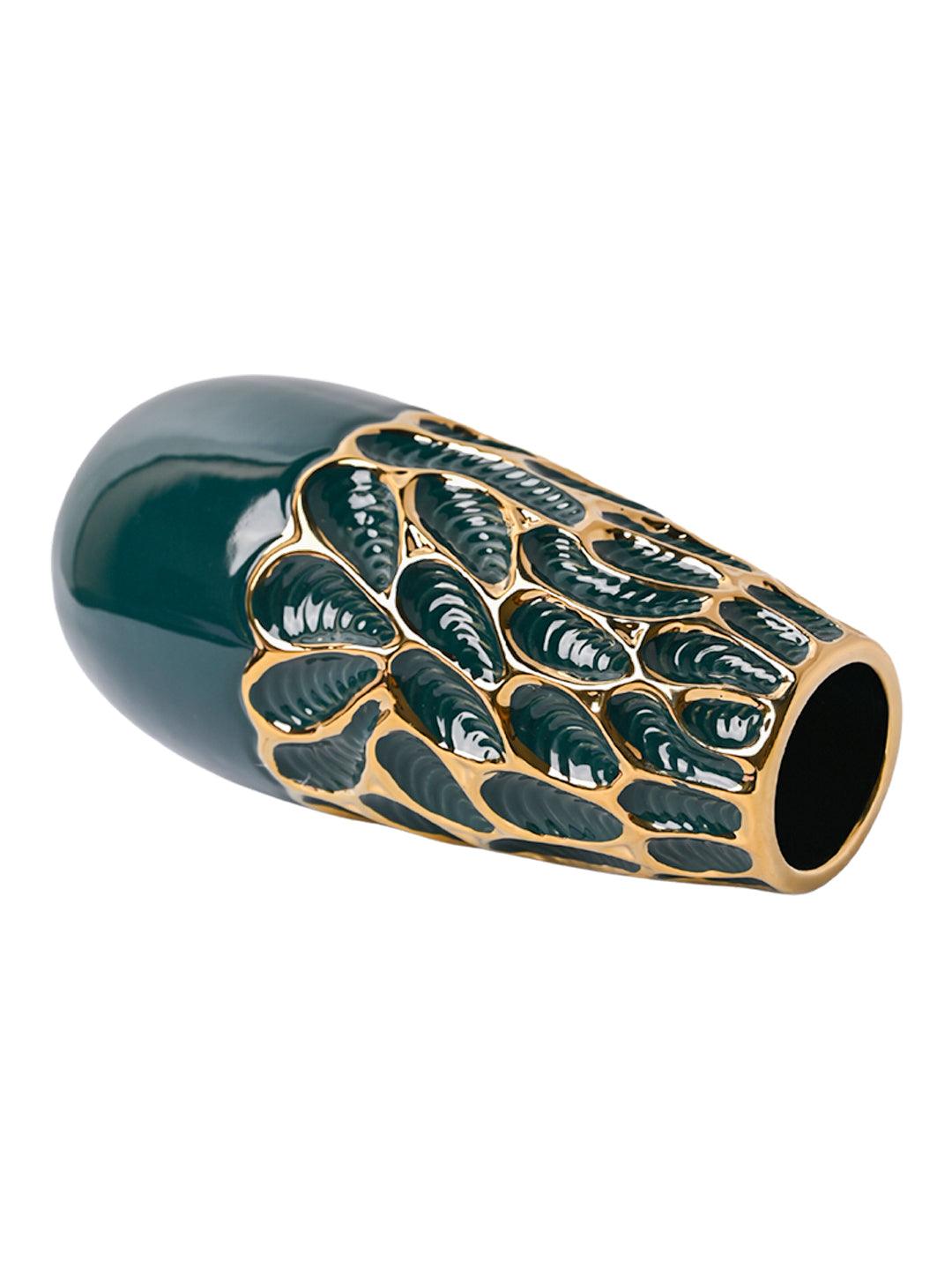 Golden & Teal Abstract Ceramic Vase - MARKET99