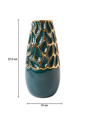 Golden & Teal Abstract Ceramic Vase - MARKET99