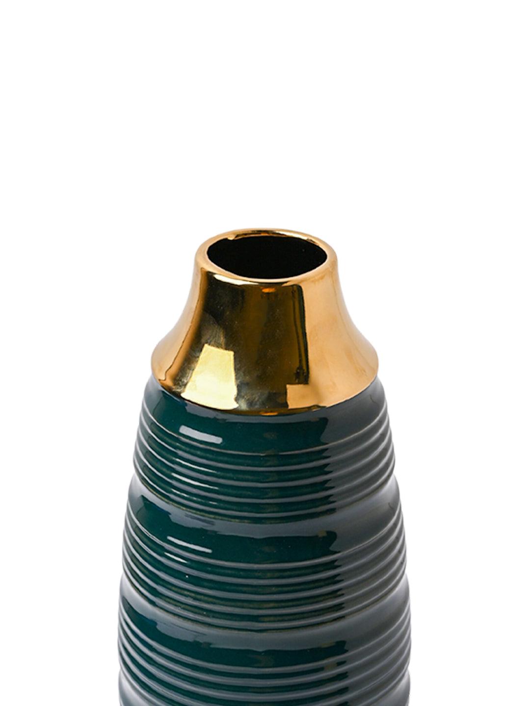 Golden & Teal Spiral Ceramic Vase - MARKET99