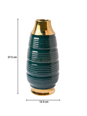 Golden & Teal Spiral Ceramic Vase - MARKET99