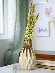 Ivory & Golden Geometric Vase - MARKET99