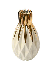 Ivory & Golden Geometric Vase - MARKET99