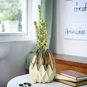 Ivory & Golden Geometric Vase