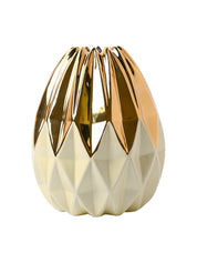 Ivory & Golden Geometric Vase - MARKET99