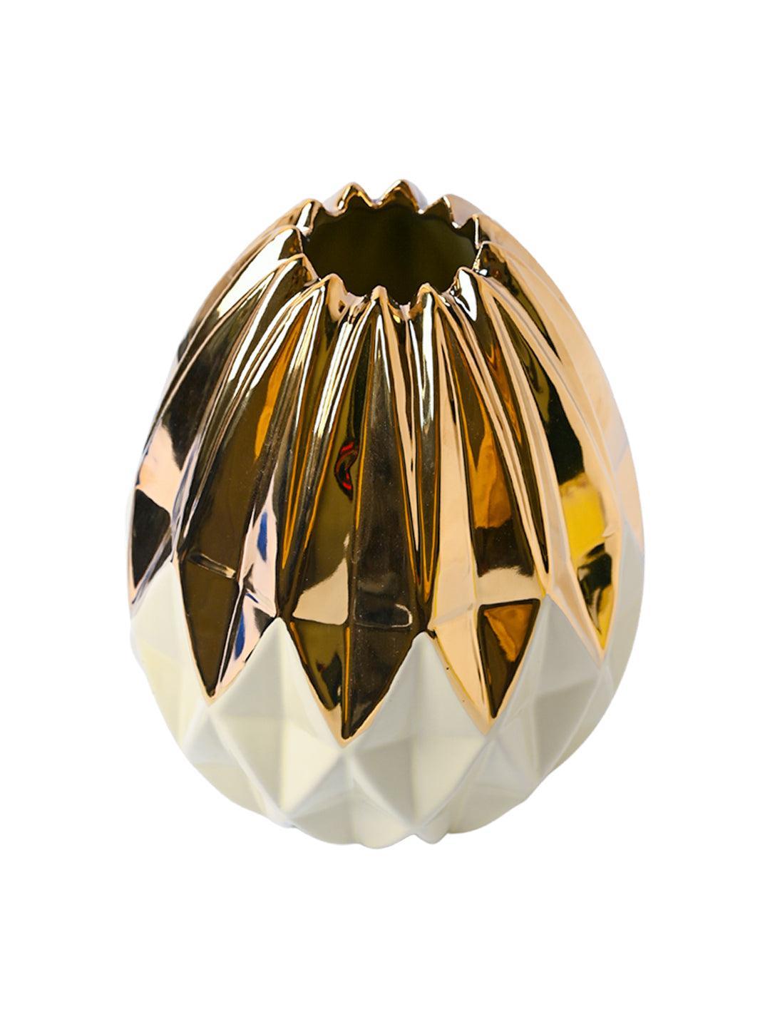 Ivory & Golden Geometric Vase